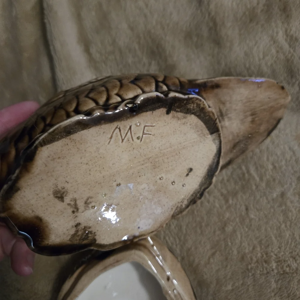 Lidded Brown Glazed Duck Vintage Trinket Dish Decor - Picture 3 of 4